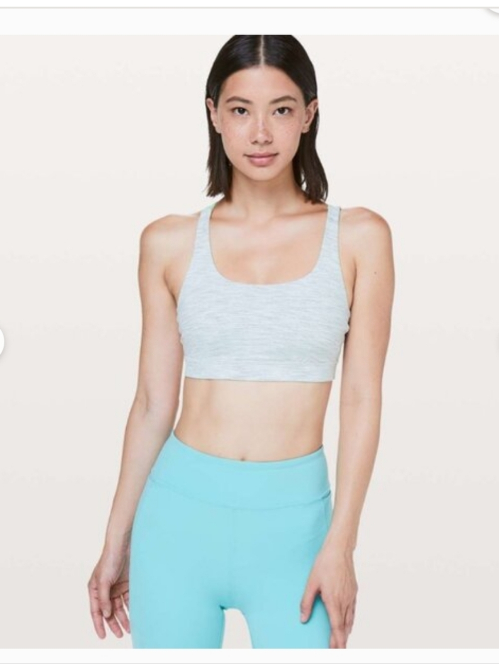 Lululemon Heathered Gray Lime Energy Sports Bra, SIZE 12